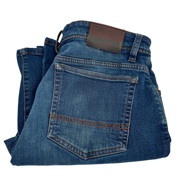 Orvis Jeans Mens 35x32 (35x31 ACTUAL) Straight Leg Five Pocket Blue Denim - Picture 1 of 9